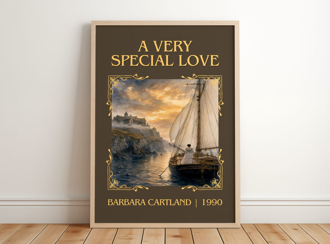 A Very Special Love Classic Book Art Print by Barbara Cartland – framed print leaning on a wooden floor