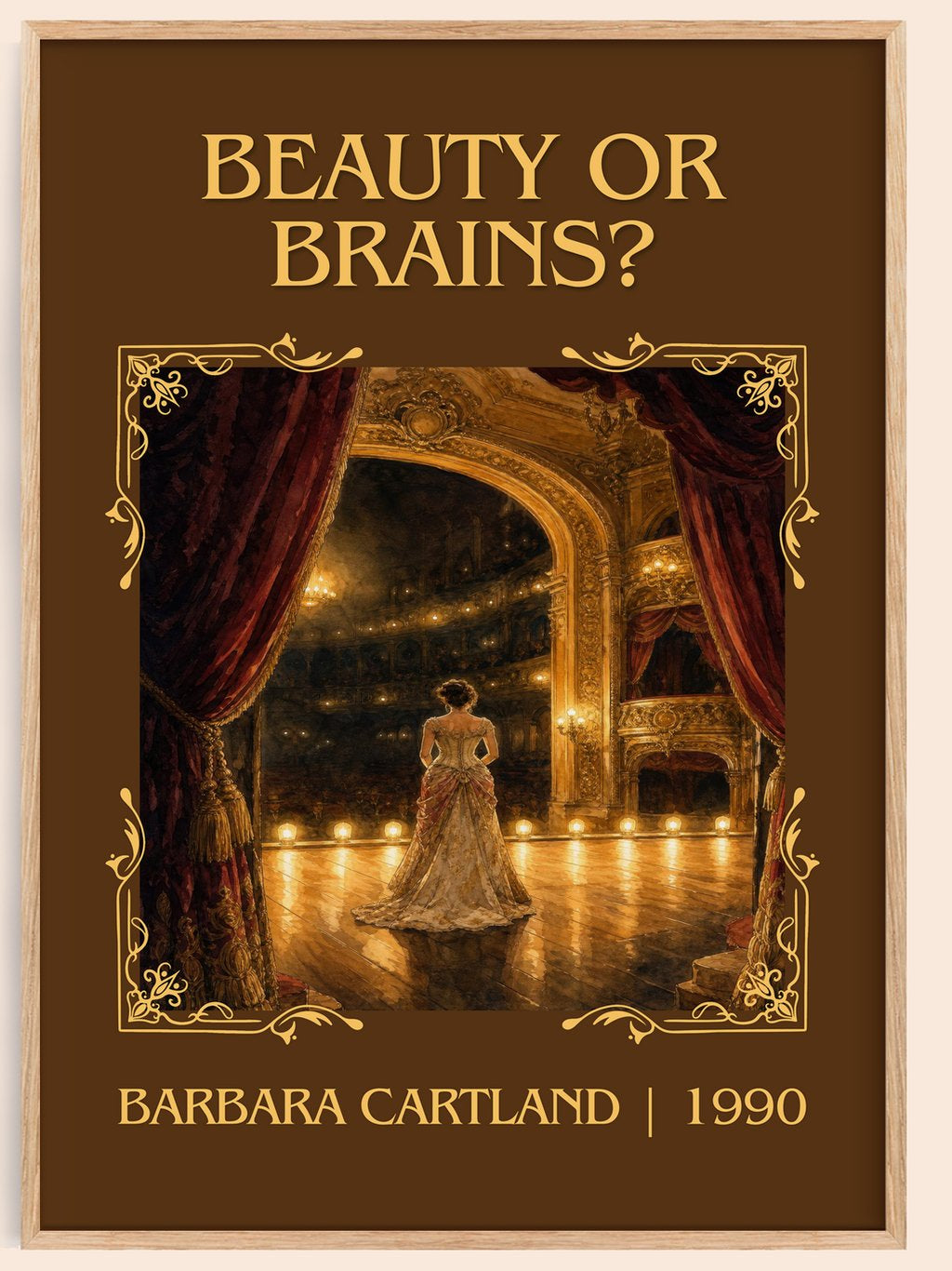 Beauty Or Brains? Classic Book Art Print by Barbara Cartland – book poster