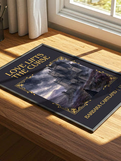 Love Lifts The Curse Classic Book Art Print by Barbara Cartland – print on a sunlit desk