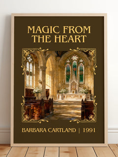 Magic From The Heart Classic Book Art Print by Barbara Cartland – framed print leaning on a wooden floor
