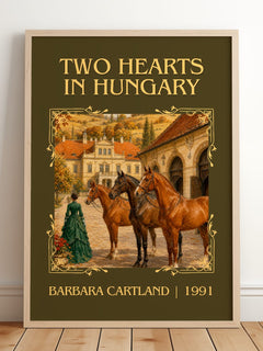 Two Hearts In Hungary Classic Book Art Print by Barbara Cartland – framed print leaning on a wooden floor