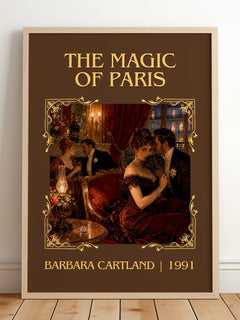 The Magic Of Paris Classic Book Art Print by Barbara Cartland – framed print leaning on a wooden floor