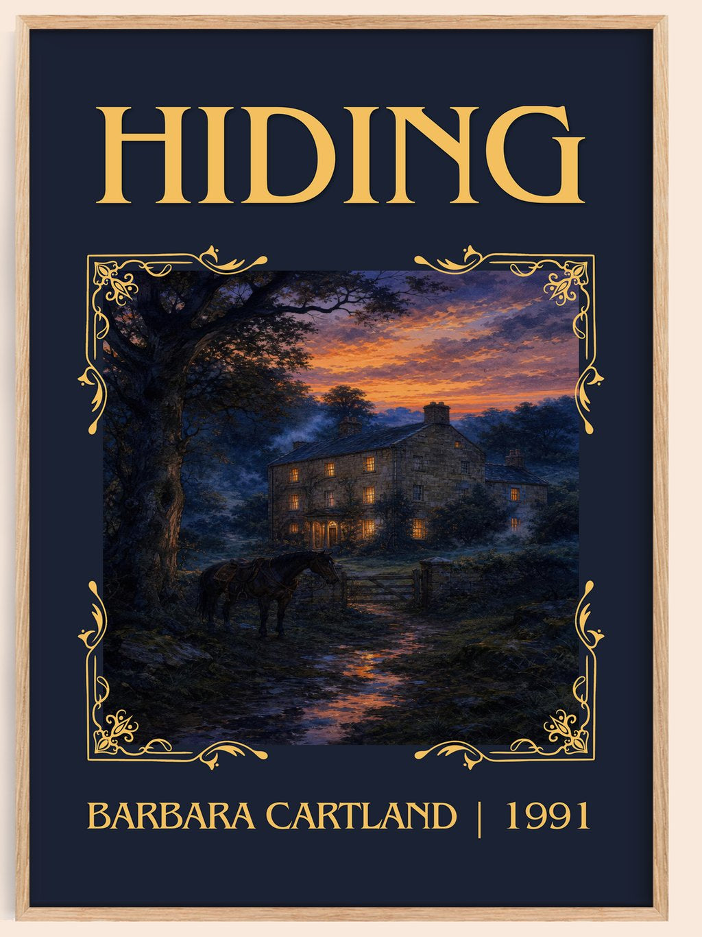 Hiding Classic Book Art Print by Barbara Cartland – book poster