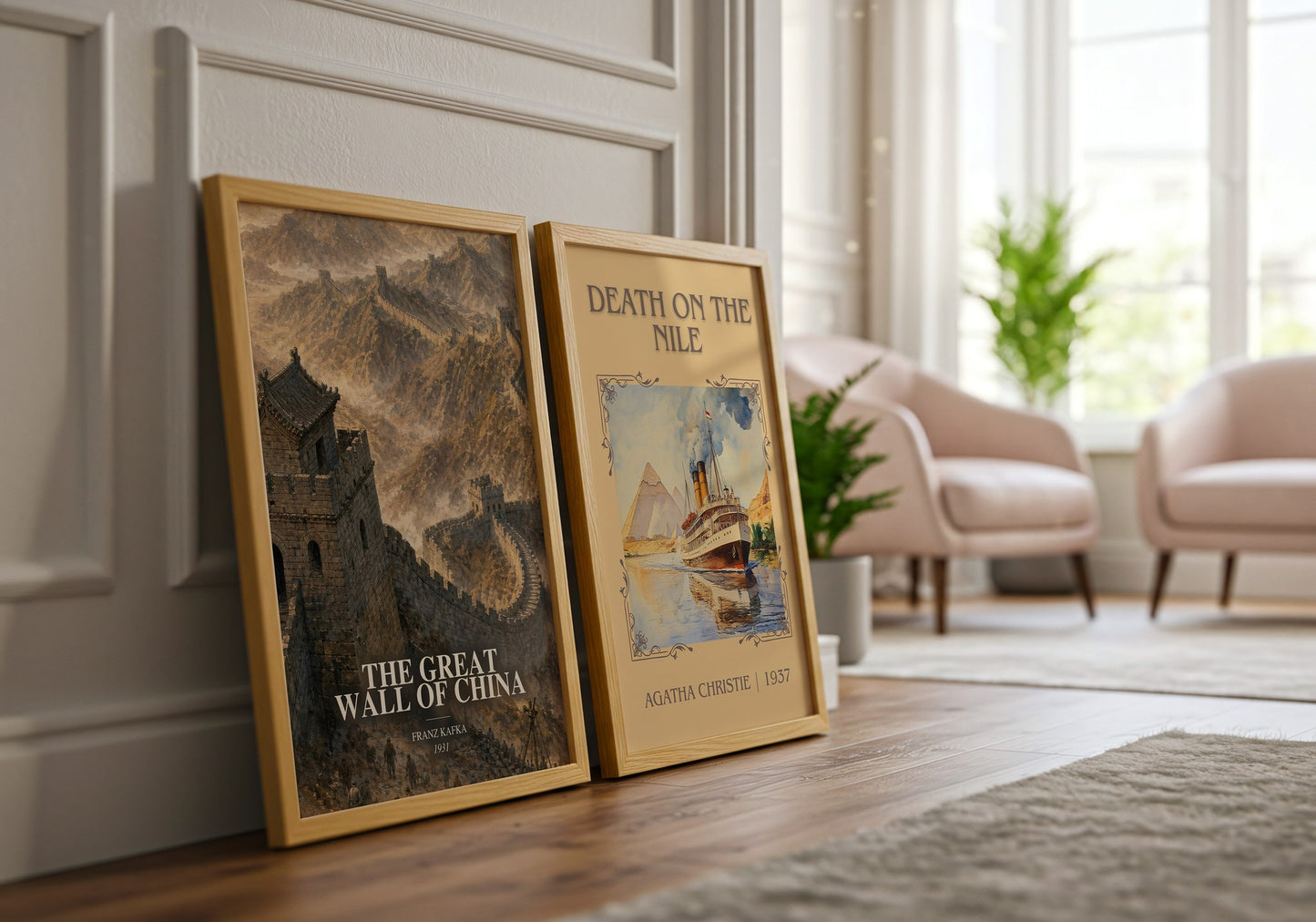 The Great Wall Of China watercolour print framed by window – literary home decor