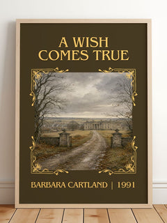 A Wish Comes True Classic Book Art Print by Barbara Cartland – framed print leaning on a wooden floor