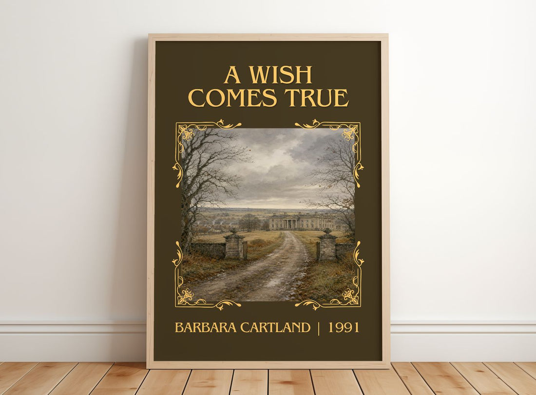 A Wish Comes True Classic Book Art Print by Barbara Cartland – framed print leaning on a wooden floor