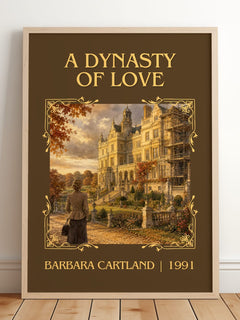 A Dynasty Of Love Classic Book Art Print by Barbara Cartland – framed print leaning on a wooden floor