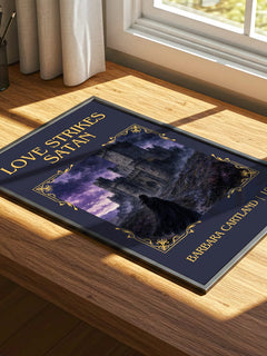Love Strikes Satan Classic Book Art Print by Barbara Cartland – print on a sunlit desk