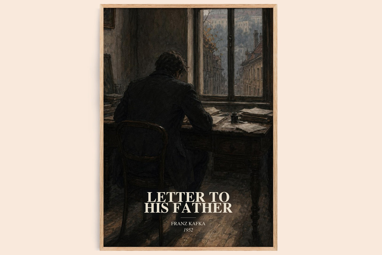 Letter To His Father watercolour book poster by Franz Kafka – framed literary art print