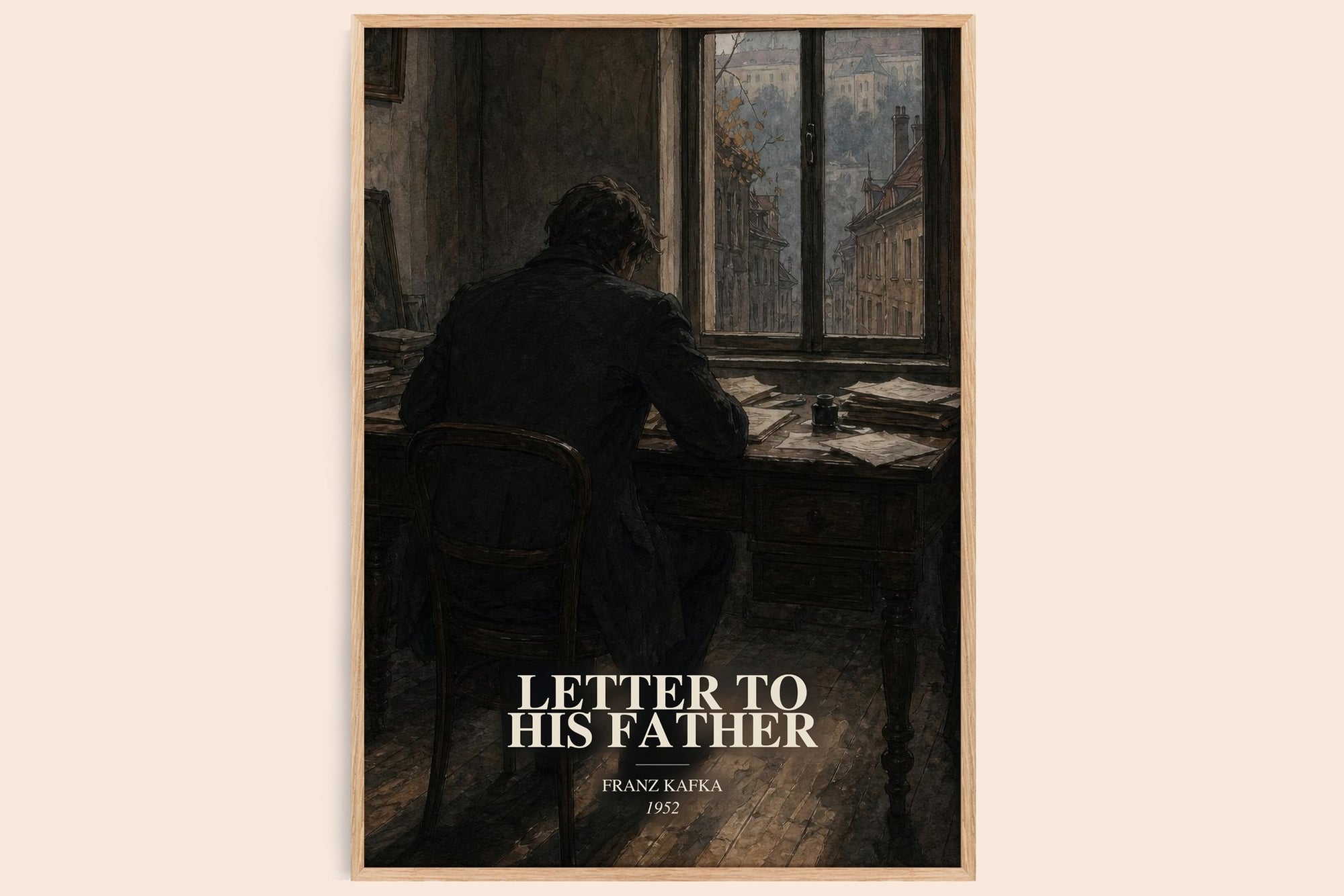 Letter To His Father watercolour book poster by Franz Kafka – framed literary art print