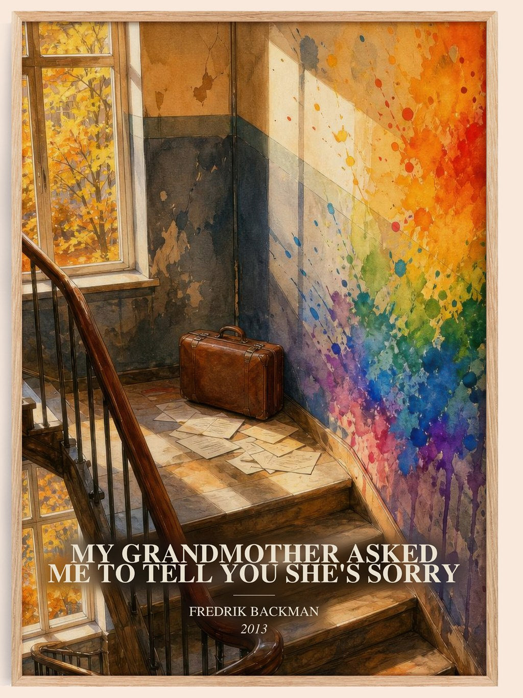 My Grandmother Asked Me To Tell You She'S Sorry watercolour book poster by Fredrik Backman – framed literary art print