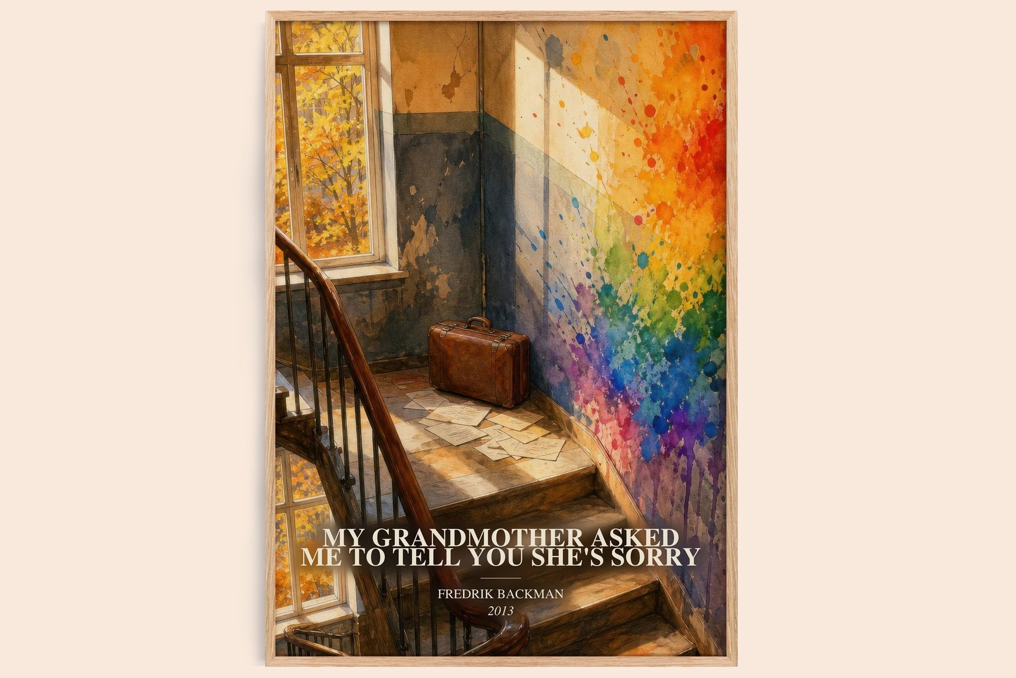 My Grandmother Asked Me To Tell You She'S Sorry watercolour book poster by Fredrik Backman – framed literary art print