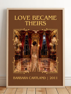 Love Became Theirs Classic Book Art Print by Barbara Cartland – framed print leaning on a wooden floor