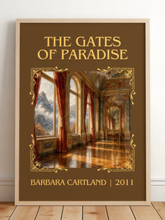 The Gates Of Paradise Classic Book Art Print by Barbara Cartland – framed print leaning on a wooden floor