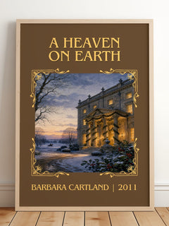 A Heaven On Earth Classic Book Art Print by Barbara Cartland – framed print leaning on a wooden floor