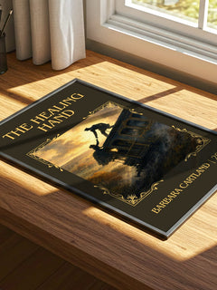 The Healing Hand Classic Book Art Print by Barbara Cartland – print on a sunlit desk