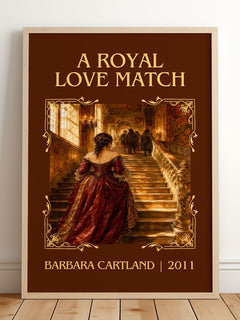 A Royal Love Match Classic Book Art Print by Barbara Cartland – framed print leaning on a wooden floor