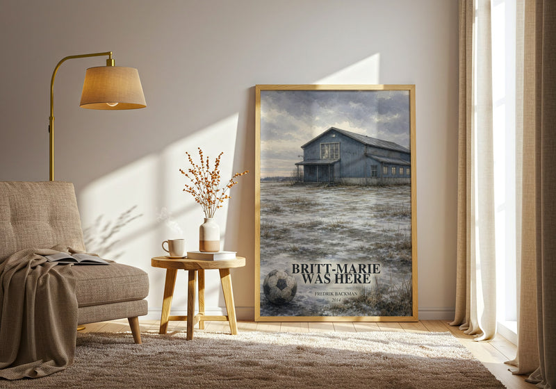 Britt-Marie Was Here watercolour print in frame leaning in hallway – literary fiction wall art