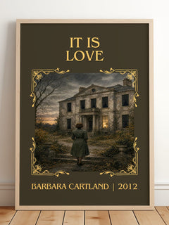 It Is Love Classic Book Art Print by Barbara Cartland – framed print leaning on a wooden floor