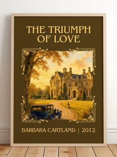 The Triumph Of Love Classic Book Art Print by Barbara Cartland – framed print leaning on a wooden floor