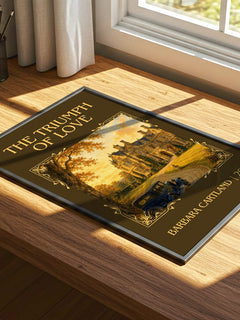 The Triumph Of Love Classic Book Art Print by Barbara Cartland – print on a sunlit desk