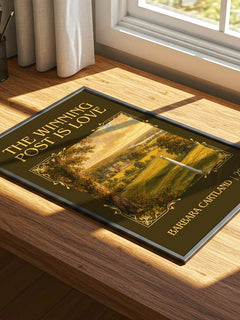 The Winning Post Is Love Classic Book Art Print by Barbara Cartland – print on a sunlit desk