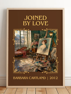 Joined By Love Classic Book Art Print by Barbara Cartland – framed print leaning on a wooden floor
