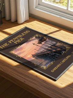 The Penniless Pier Classic Book Art Print by Barbara Cartland – print on a sunlit desk