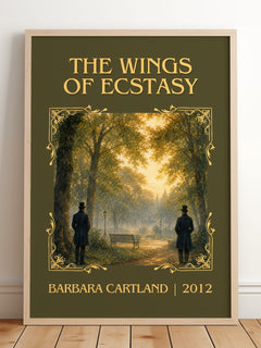The Wings Of Ecstasy Classic Book Art Print by Barbara Cartland – framed print leaning on a wooden floor