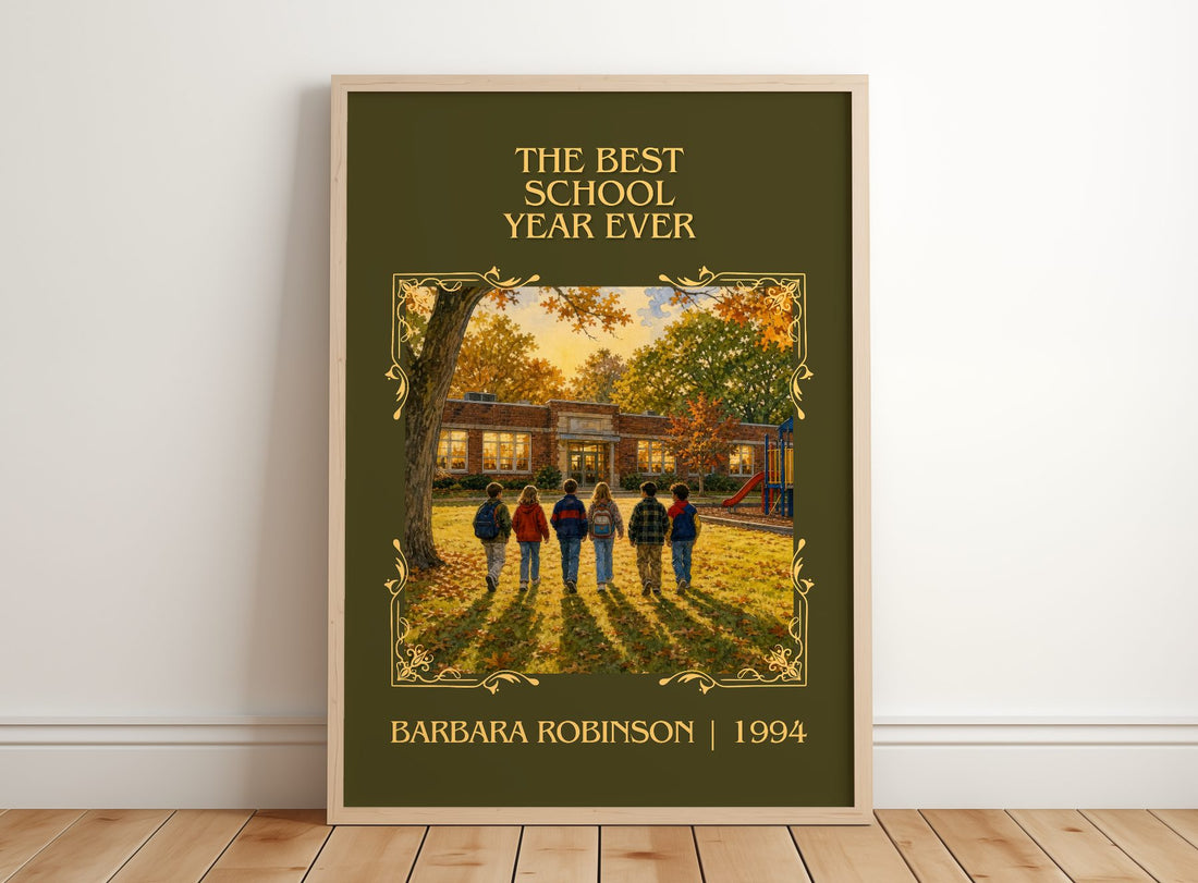 The Best School Year Ever Classic Book Art Print by Barbara Robinson – framed print leaning on a wooden floor