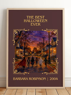 The Best Halloween Ever Classic Book Art Print by Barbara Robinson – framed print leaning on a wooden floor