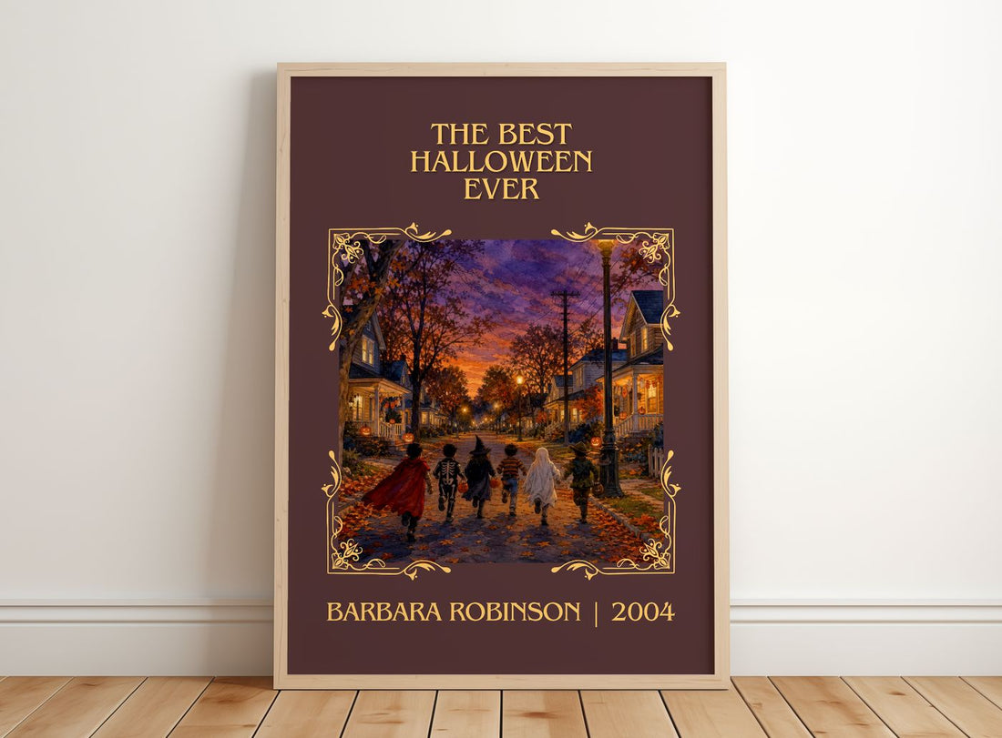 The Best Halloween Ever Classic Book Art Print by Barbara Robinson – framed print leaning on a wooden floor
