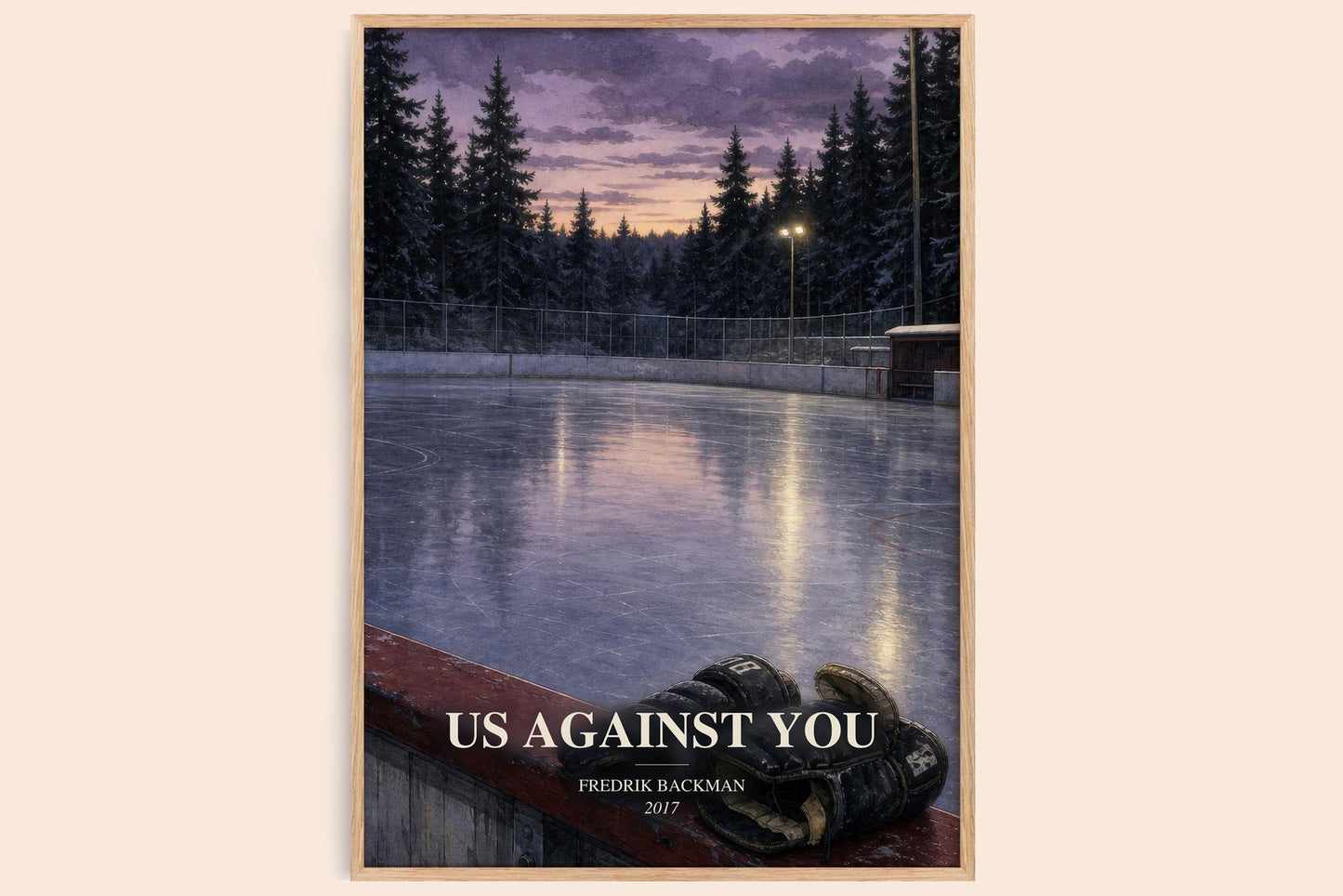 Us Against You watercolour book poster by Fredrik Backman – framed literary art print