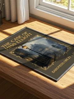 The Case Of Miss Elliott Classic Book Art Print by Baroness Orczy – print on a sunlit desk
