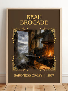 Beau Brocade Classic Book Art Print by Baroness Orczy – framed print leaning on a wooden floor