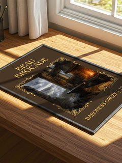 Beau Brocade Classic Book Art Print by Baroness Orczy – print on a sunlit desk