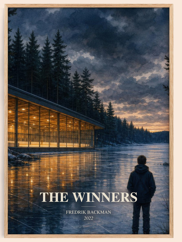 The Winners watercolour book poster by Fredrik Backman – framed literary art print