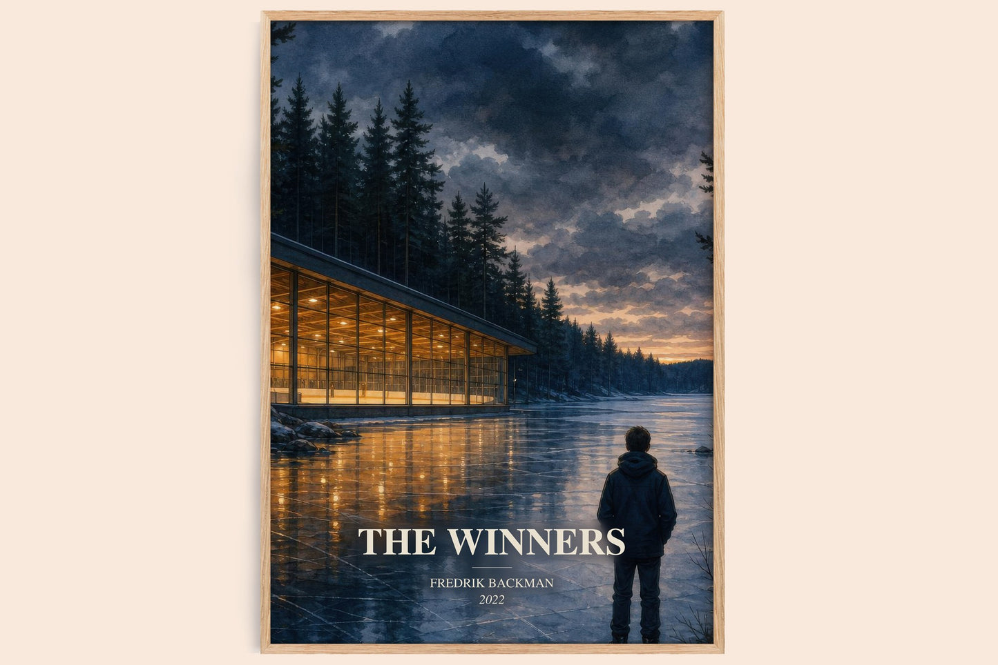The Winners watercolour book poster by Fredrik Backman – framed literary art print