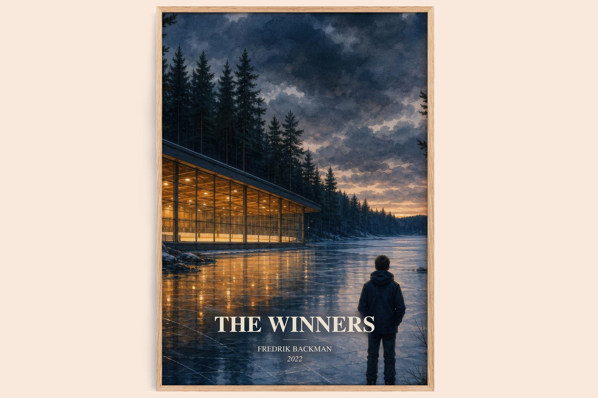 The Winners watercolour book poster by Fredrik Backman – framed literary art print