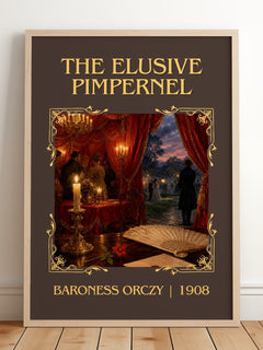 The Elusive Pimpernel Classic Book Art Print by Baroness Orczy – framed print leaning on a wooden floor