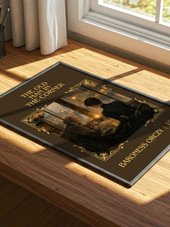 The Old Man In The Corner Classic Book Art Print by Baroness Orczy – print on a sunlit desk