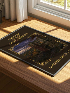 The Nest Of The Sparrowhawk Classic Book Art Print by Baroness Orczy – print on a sunlit desk