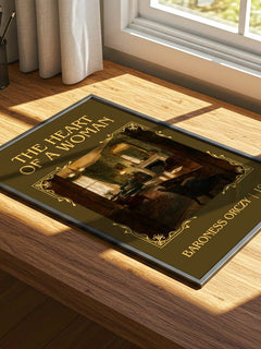 The Heart Of A Woman Classic Book Art Print by Baroness Orczy – print on a sunlit desk