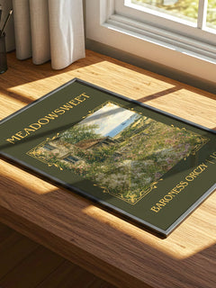 Meadowsweet Classic Book Art Print by Baroness Orczy – print on a sunlit desk