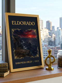 Eldorado Classic Book Art Print by Baroness Orczy – framed print on a city-view windowsill