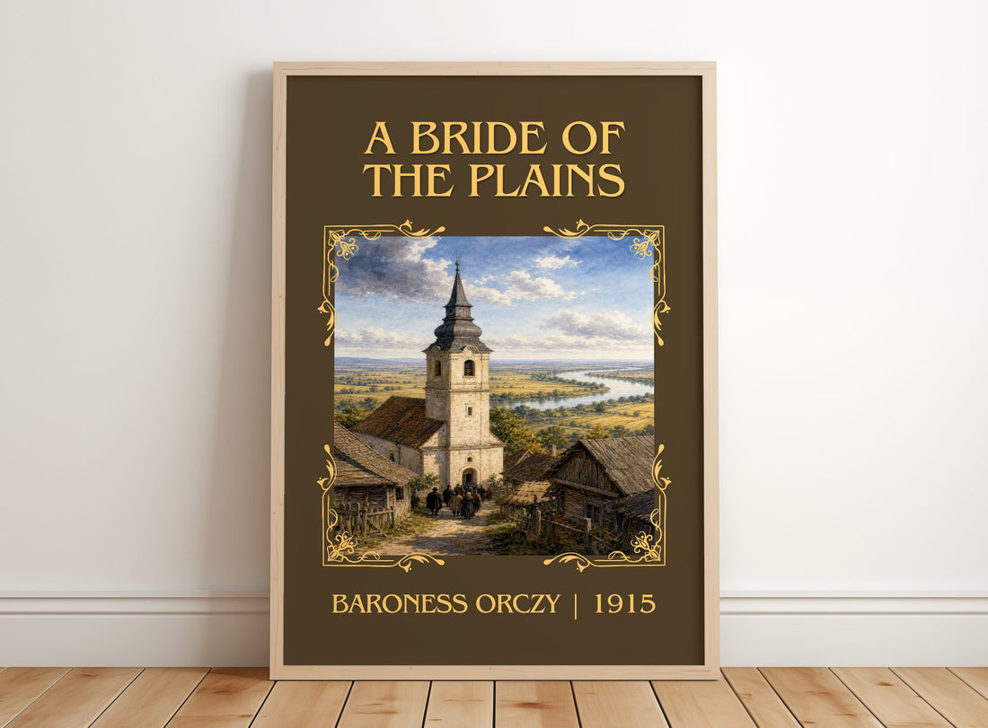 A Bride Of The Plains Classic Book Art Print by Baroness Orczy – framed print leaning on a wooden floor