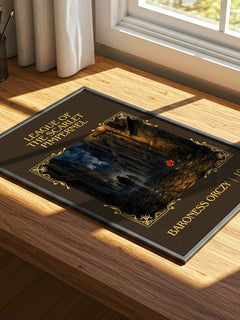 League Of The Scarlet Pimpernel Classic Book Art Print by B. Orczy – print on a sunlit desk
