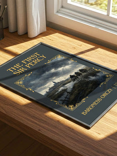 The First Sir Percy Classic Book Art Print by Baroness Orczy – print on a sunlit desk