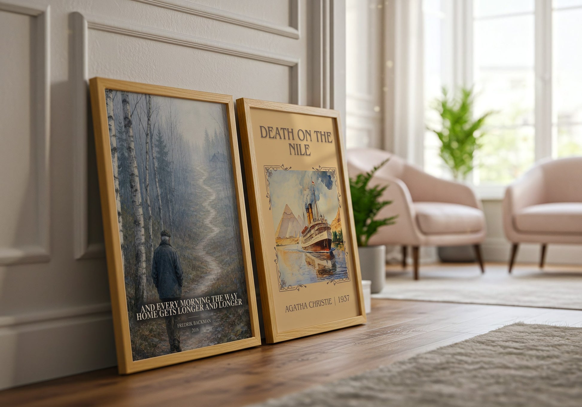 And Every Morning The Way Home Gets Longer And Longer watercolour print framed by window – literary home decor