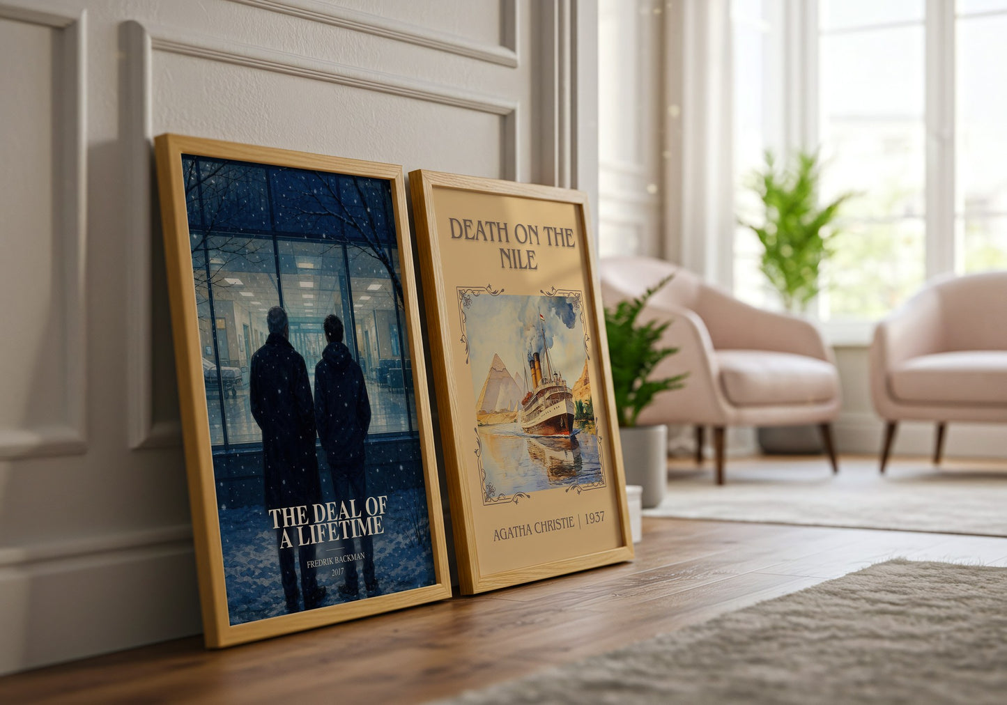 The Deal Of A Lifetime watercolour print framed by window – literary home decor